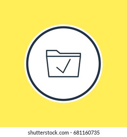 Vector Illustration Of Checked Outline. Beautiful Workplace Element Also Can Be Used As Approve  Element.