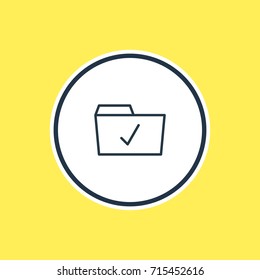Vector Illustration Of Checked Outline. Beautiful Dossier Element Also Can Be Used As Done  Element.
