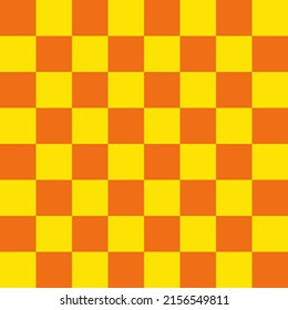 Vektorgrafik eines Schachbrettmusters Die orangefarbenen Quadrate wechseln mit einem schönen gelben Hintergrund für den Hintergrund.
