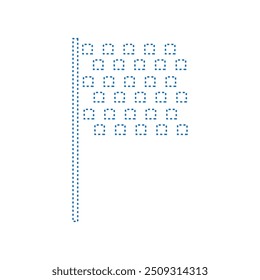 Vector illustration checkered flag, dotted line flat style color blue