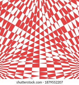 Vector Illustration Of Checkered Pattern With Optical Illusion. Op Art Abstract Background. 