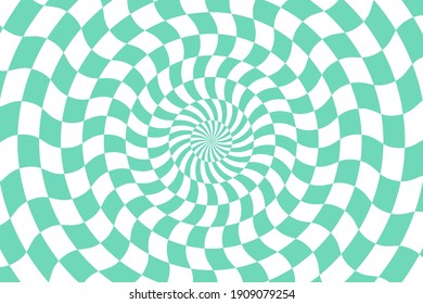 Vector illustration of checkered pattern with optical illusion. Op art abstract background.