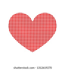 Vector illustration. Checkered red heart. Valentine, love, wedding theme. Flat art. Can be used as icon, symbol, logo, design element. EPS10