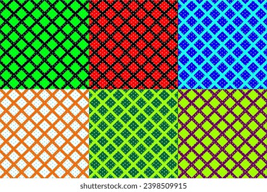 Vector illustration of checkered, set rhombus pattern. abstract  variation background. Retro color concept. Vector Illustrator.