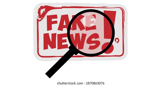 Vector illustration of checking news source with magnifying glass. Suitable for design elements from hoax analyzing and stop fake news. Flat vector illustration of the anti hoax campaign.