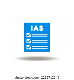 Ilustración vectorial de la lista de comprobación con marcas de verificación e IAS. Símbolo de las Normas Internacionales de Contabilidad.
