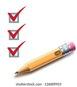 Vector illustration of a checklist with a detailed pencil checking off tasks