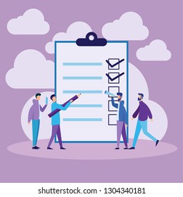 Vector Illustration. Checklist And To Do List Concept. Flat Design Can Use For, Landing Page, Mobile App, Poster, Banner, Flyer, Template, UI, Web. 