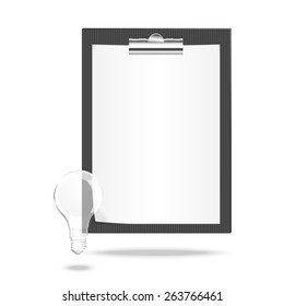 Vector illustration of a checklist with  lamp. Vector illustration for posters, banners and templates 
