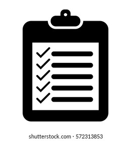 Vektorgrafik des Checklist-Pad-Symbols auf Schwarz
