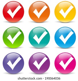 Ilustración vectorial de los iconos de marca de verificación sobre fondo blanco