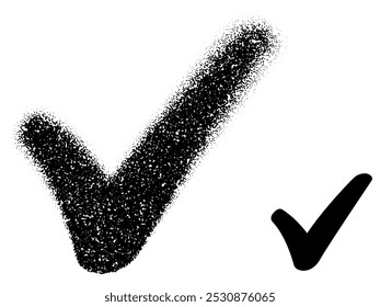 Ilustración vectorial de una marca de verificación con textura punteada, creando un efecto punteado, perfecto para temas de Aprobación o validación.