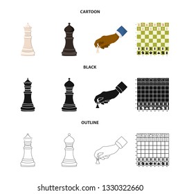 Vector illustration of checkmate and thin icon. Set of checkmate and target stock vector illustration.