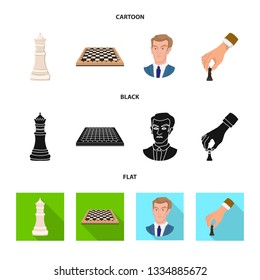 Vector illustration of checkmate and thin icon. Set of checkmate and target stock symbol for web.