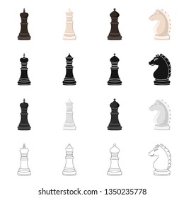 Vector illustration of checkmate and thin icon. Set of checkmate and target stock vector illustration.