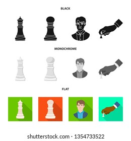 Vector illustration of checkmate and thin icon. Collection of checkmate and target stock symbol for web.