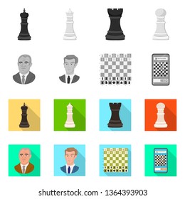 Vector illustration of checkmate and thin icon. Collection of checkmate and target stock vector illustration.