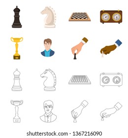 Vector illustration of checkmate and thin icon. Collection of checkmate and target stock symbol for web.