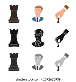 Vector illustration of checkmate and thin icon. Set of checkmate and target stock symbol for web.