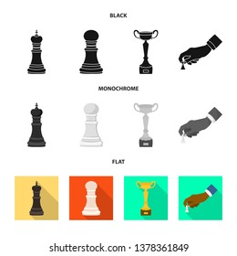 Vector illustration of checkmate and thin icon. Collection of checkmate and target vector icon for stock.