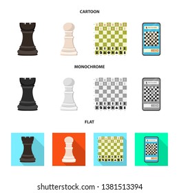 Vector illustration of checkmate and thin icon. Collection of checkmate and target stock vector illustration.