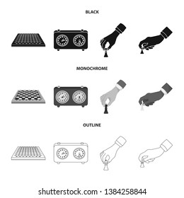 Vector illustration of checkmate and thin icon. Set of checkmate and target stock vector illustration.
