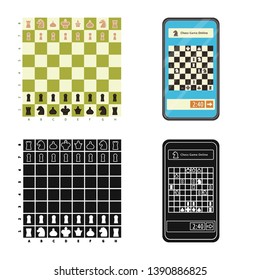 Vector illustration of checkmate and thin icon. Collection of checkmate and target stock symbol for web.