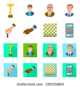 Vector illustration of checkmate and thin icon. Set of checkmate and target stock vector illustration.