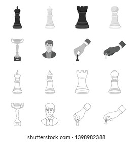 Vector illustration of checkmate and thin icon. Collection of checkmate and target stock vector illustration.