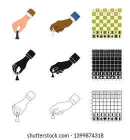 Vector illustration of checkmate and thin icon. Collection of checkmate and target stock symbol for web.