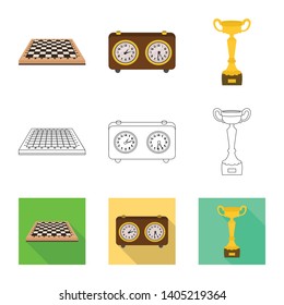 Vector illustration of checkmate and thin icon. Set of checkmate and target stock vector illustration.