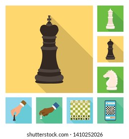 Vector illustration of checkmate and thin icon. Collection of checkmate and target stock symbol for web.