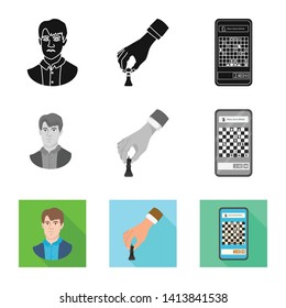 Vector illustration of checkmate and thin icon. Collection of checkmate and target stock vector illustration.