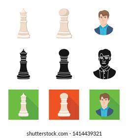 Vector illustration of checkmate and thin icon. Set of checkmate and target stock vector illustration.
