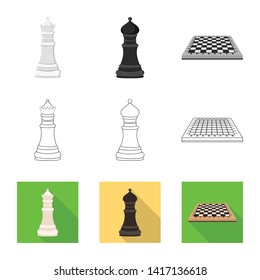 Vector illustration of checkmate and thin icon. Set of checkmate and target stock symbol for web.