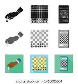 Vector illustration of checkmate and thin icon. Collection of checkmate and target vector icon for stock.
