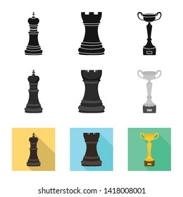 Vector illustration of checkmate and thin icon. Set of checkmate and target vector icon for stock.