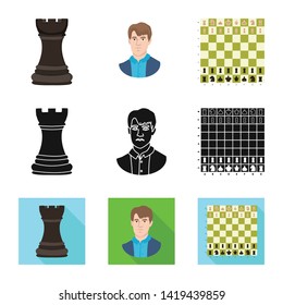 Vector illustration of checkmate and thin icon. Set of checkmate and target stock symbol for web.