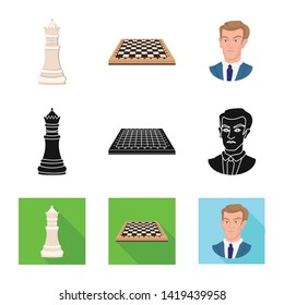 Vector illustration of checkmate and thin icon. Collection of checkmate and target stock symbol for web.