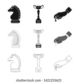 Vector illustration of checkmate and thin icon. Collection of checkmate and target stock symbol for web.