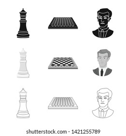 Vector illustration of checkmate and thin icon. Set of checkmate and target vector icon for stock.