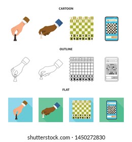Vector illustration of checkmate and thin icon. Collection of checkmate and target stock symbol for web.