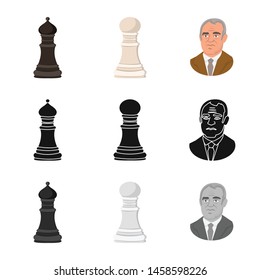 Vector illustration of checkmate and thin icon. Collection of checkmate and target stock vector illustration.