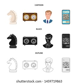 Vector illustration of checkmate and thin icon. Set of checkmate and target vector icon for stock.