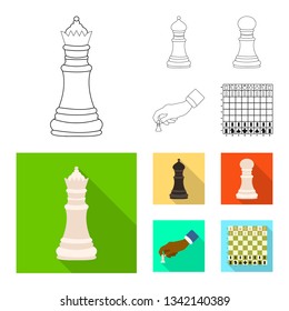 Vector illustration of checkmate and thin logo. Set of checkmate and target stock vector illustration.