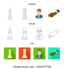 Vector illustration of checkmate and thin logo. Set of checkmate and target stock vector illustration.