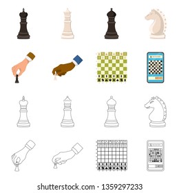 Vector illustration of checkmate and thin logo. Set of checkmate and target stock symbol for web.