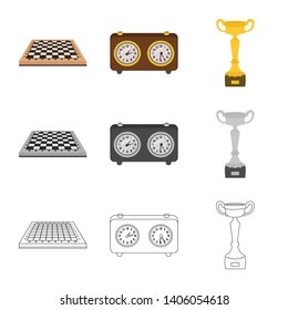 Vector illustration of checkmate and thin logo. Collection of checkmate and target stock vector illustration.