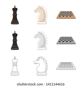 Vector illustration of checkmate and thin logo. Set of checkmate and target vector icon for stock.