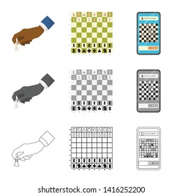 Vector illustration of checkmate and thin logo. Set of checkmate and target stock vector illustration.